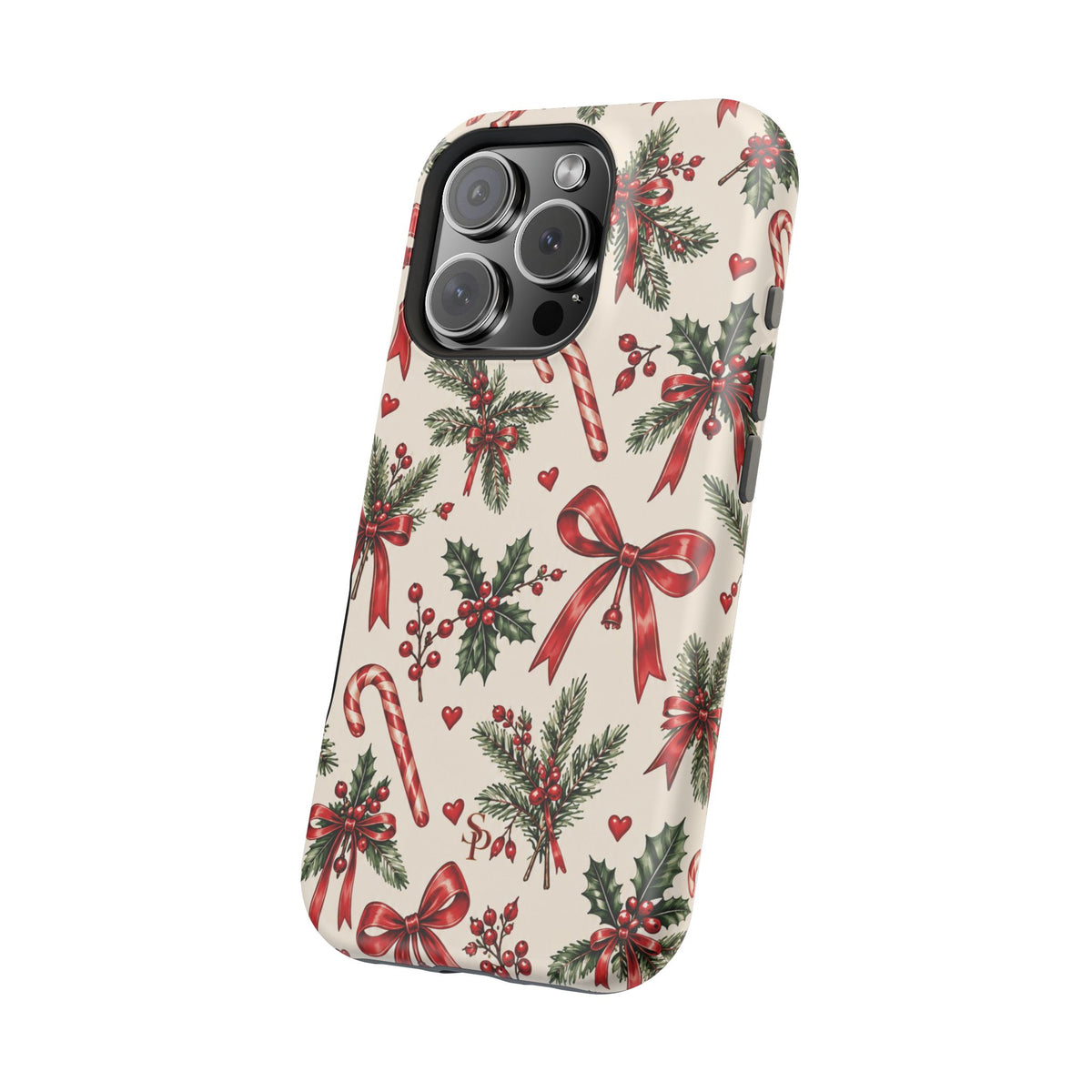 Christmas Candy Cane & Bow Magnetic Phone Case