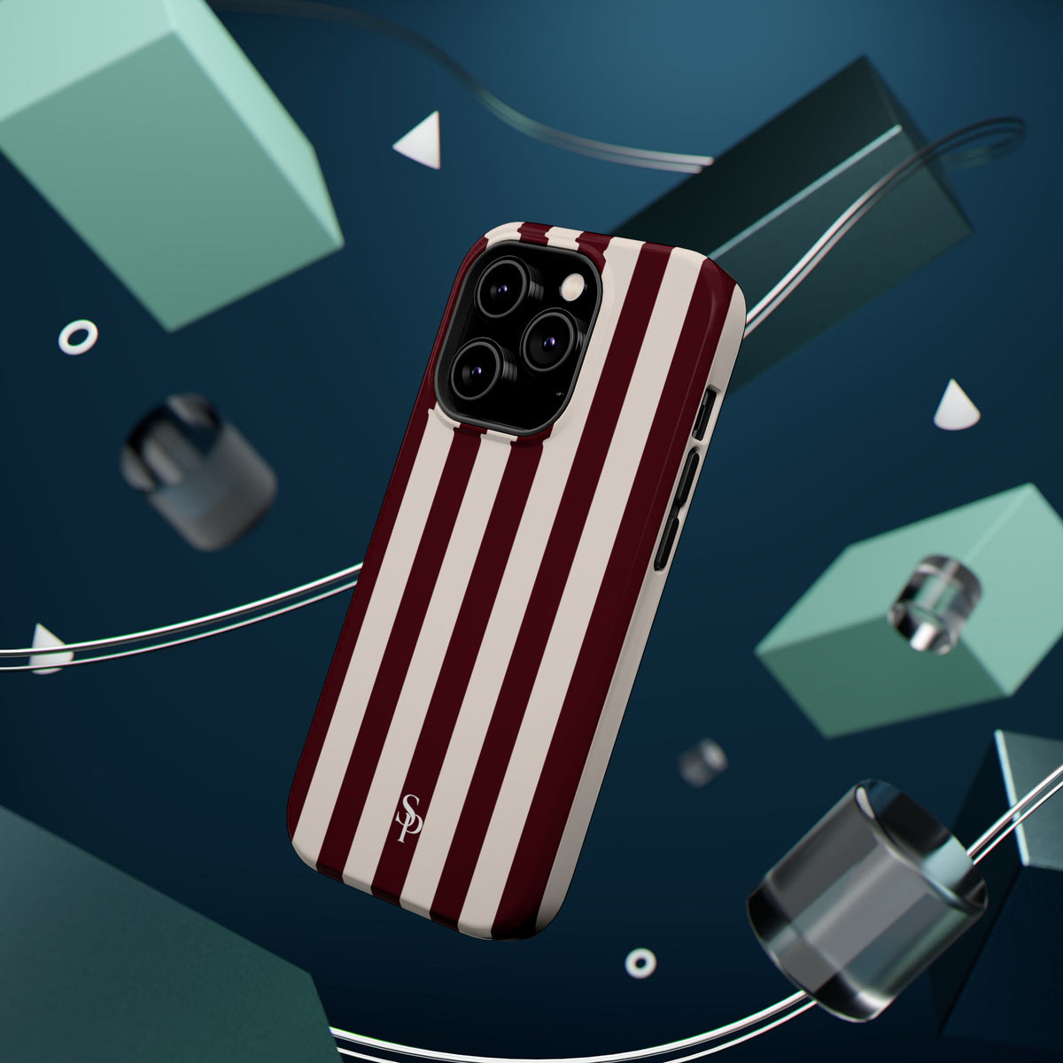 Burgundy Striped Magnetic Phone Case