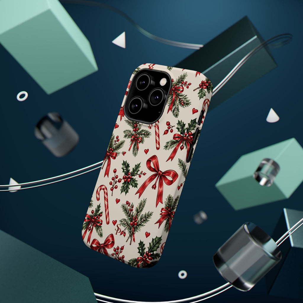 Christmas Candy Cane & Bow Magnetic Phone Case