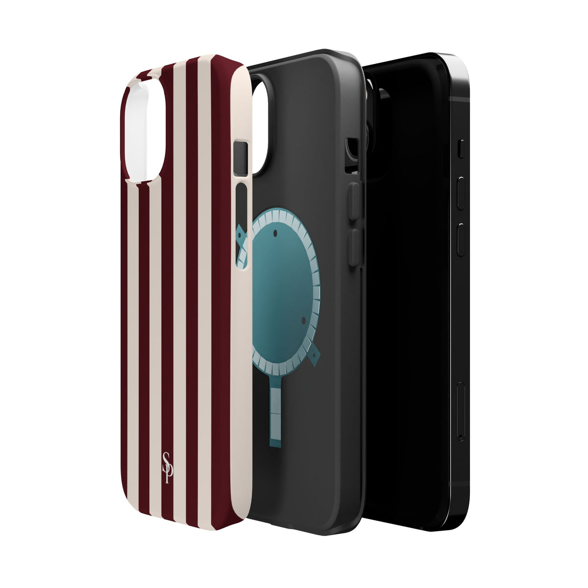 Burgundy Striped Magnetic Phone Case
