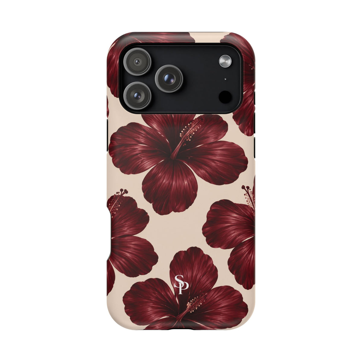 Burgundy Hibiscus Floral Magnetic Phone Case