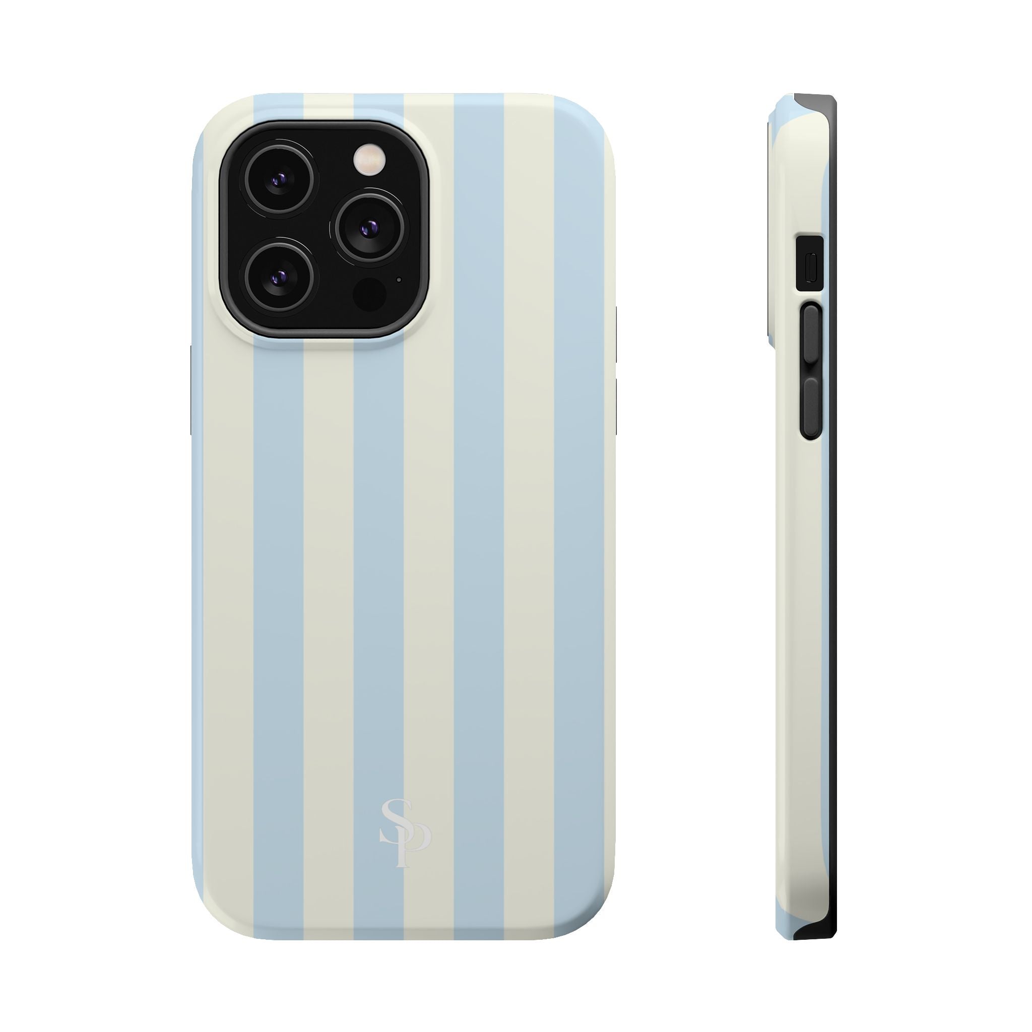 Pastel Blue & Cream Stripe Magnetic Impact-Resistant Phone Case