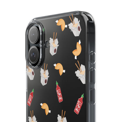 Take Out Food Pattern Clear Phone Case for Food Lovers