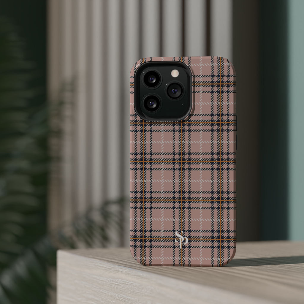 Pink Plaid Magnetic Impact-Resistant Phone Case