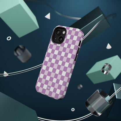 Purple Checkerboard Impact-Resistant Phone Case