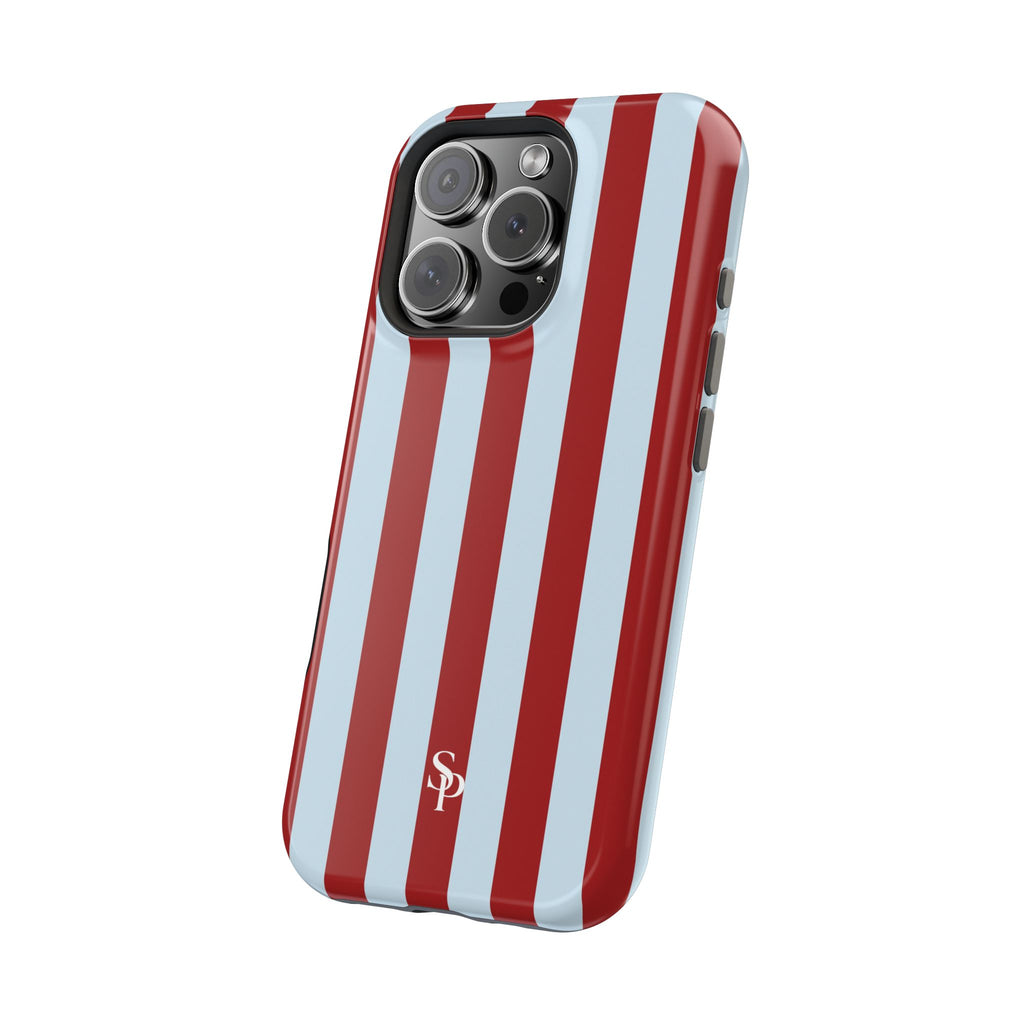 Red & Light Blue Vertical Stripe Magnetic Impact-Resistant Phone Case