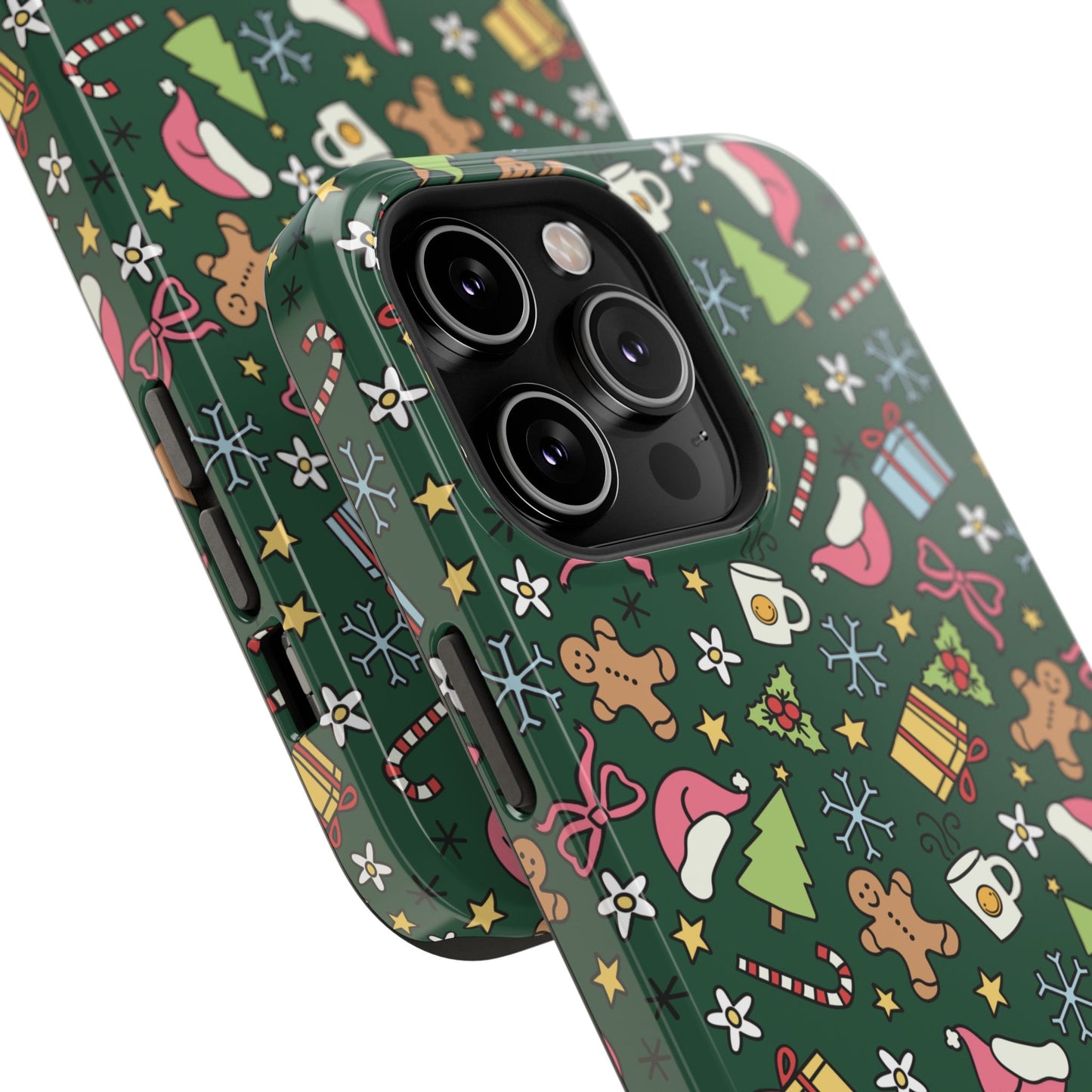 Green Festive Holiday Phone Case - Impact-Resistant Design for Christmas Cheer