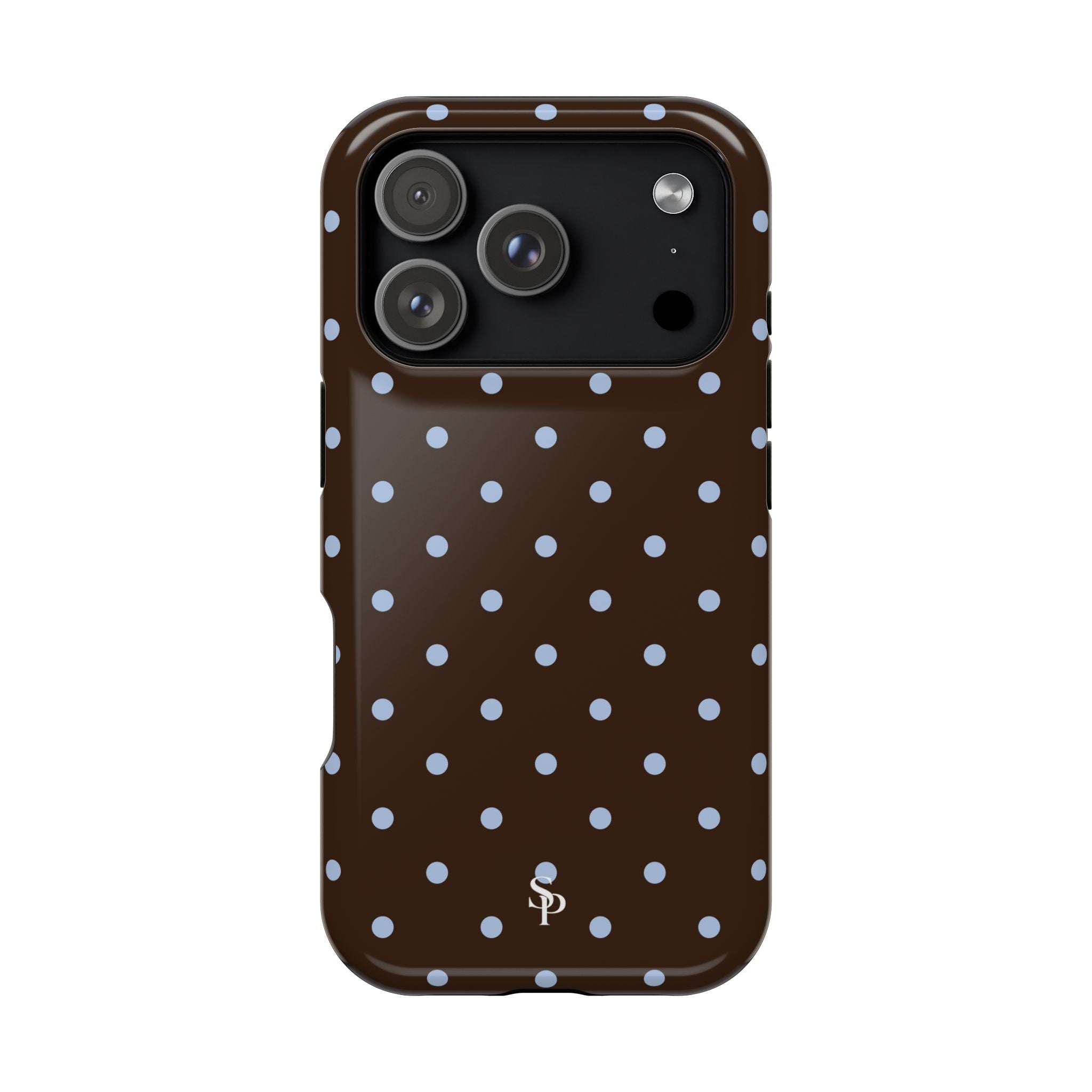 Brown & Light Blue Polka Dot Magnetic Phone Case