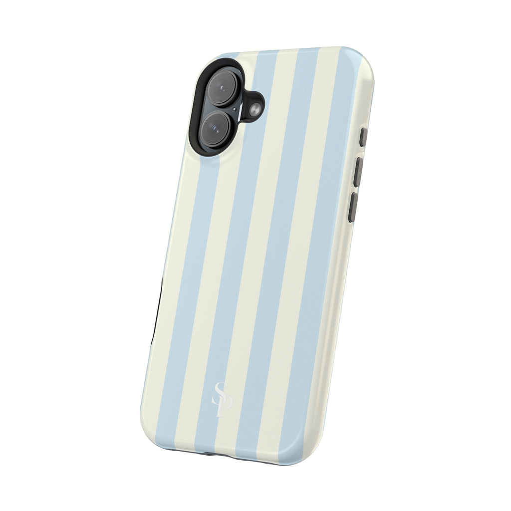 Pastel Blue & Cream Stripe Magnetic Impact-Resistant Phone Case