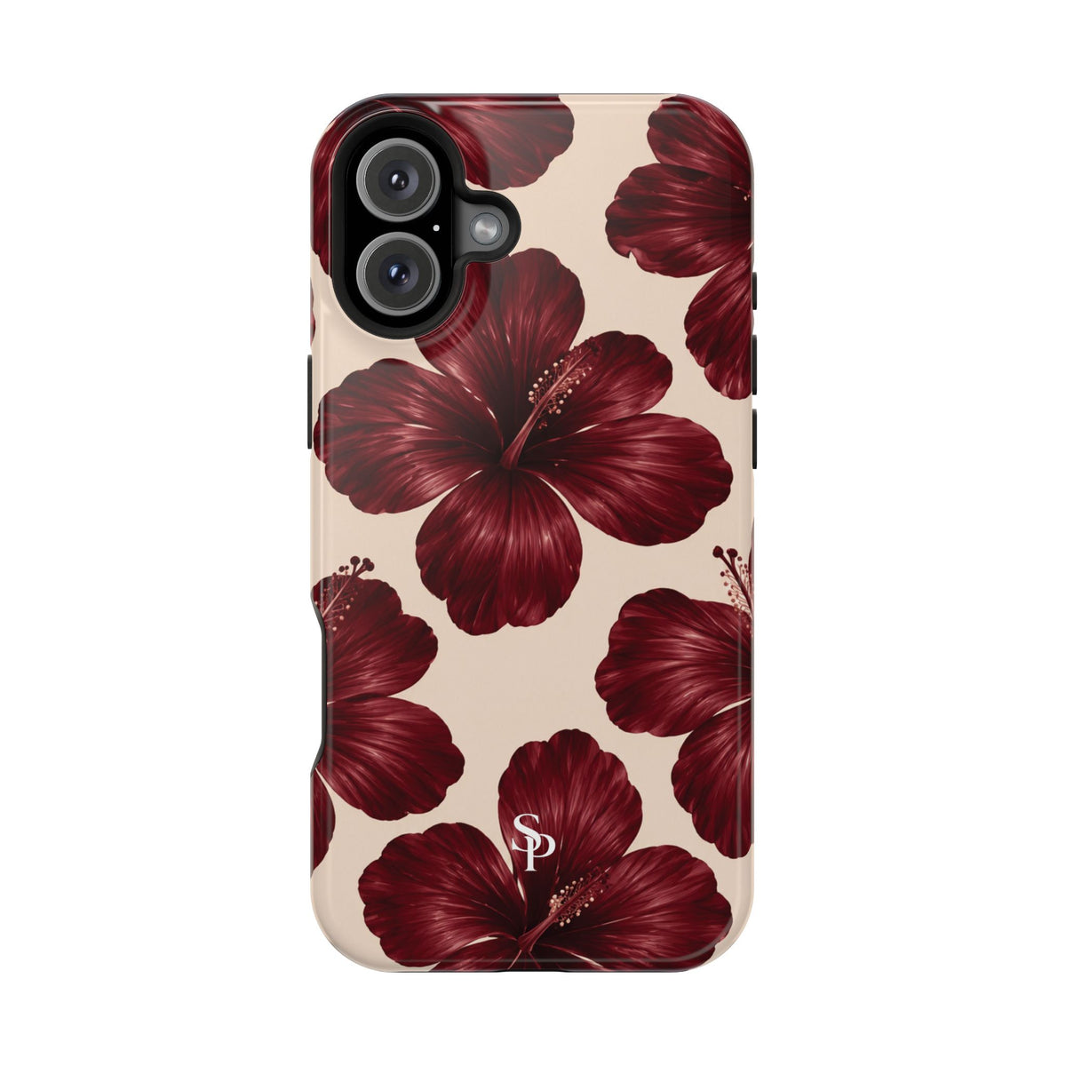 Burgundy Hibiscus Floral Magnetic Phone Case