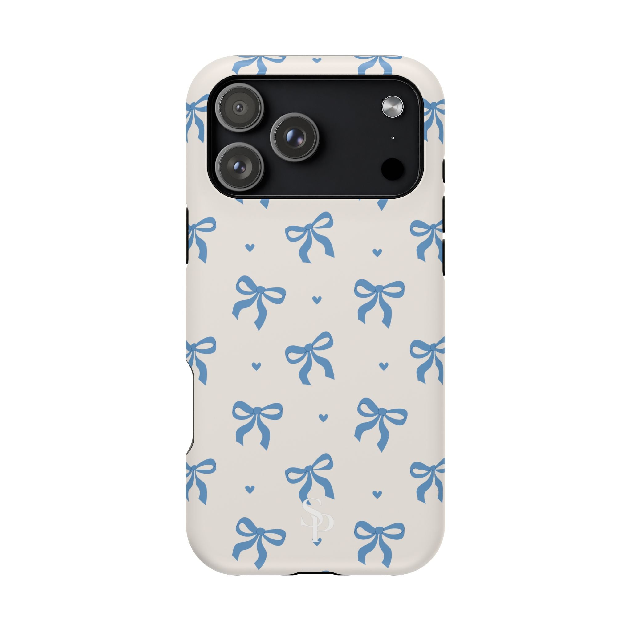 Blue Bow with Small Blue Hearts Magnetic Tough Case
