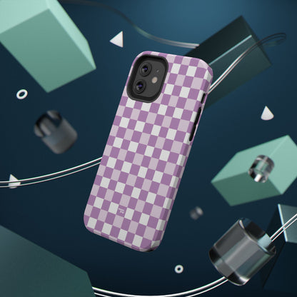 Purple Checkerboard Impact-Resistant Phone Case