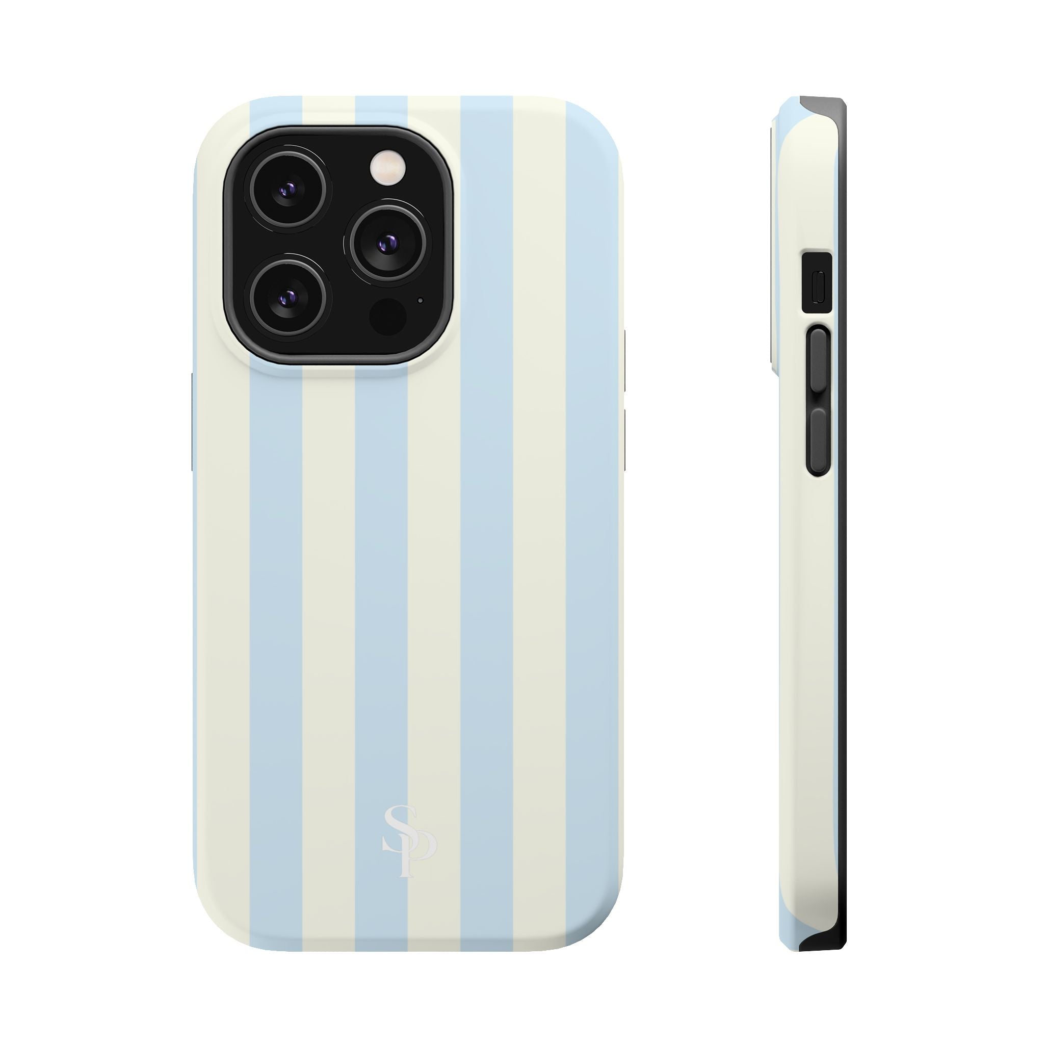 Pastel Blue & Cream Stripe Magnetic Impact-Resistant Phone Case