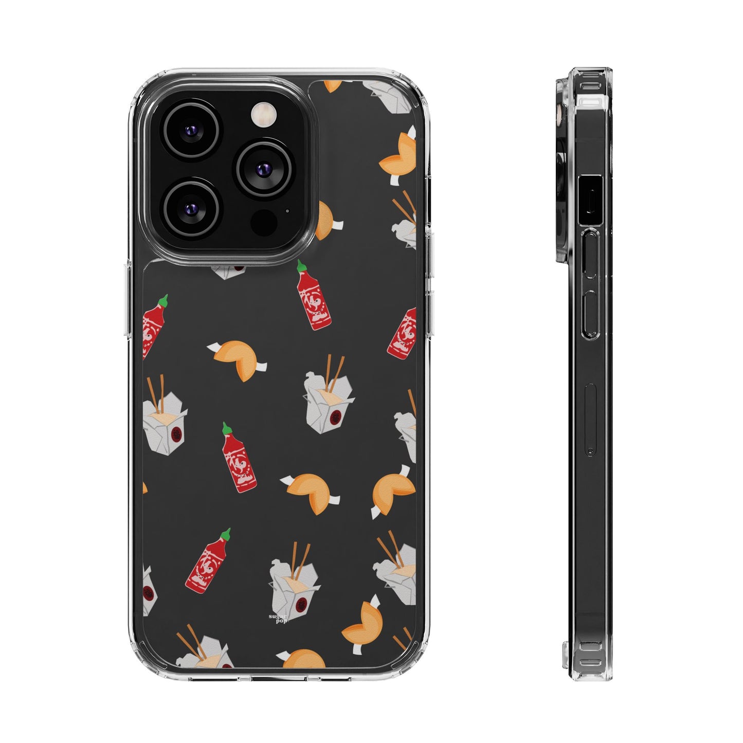 Take Out Food Pattern Clear Phone Case for Food Lovers