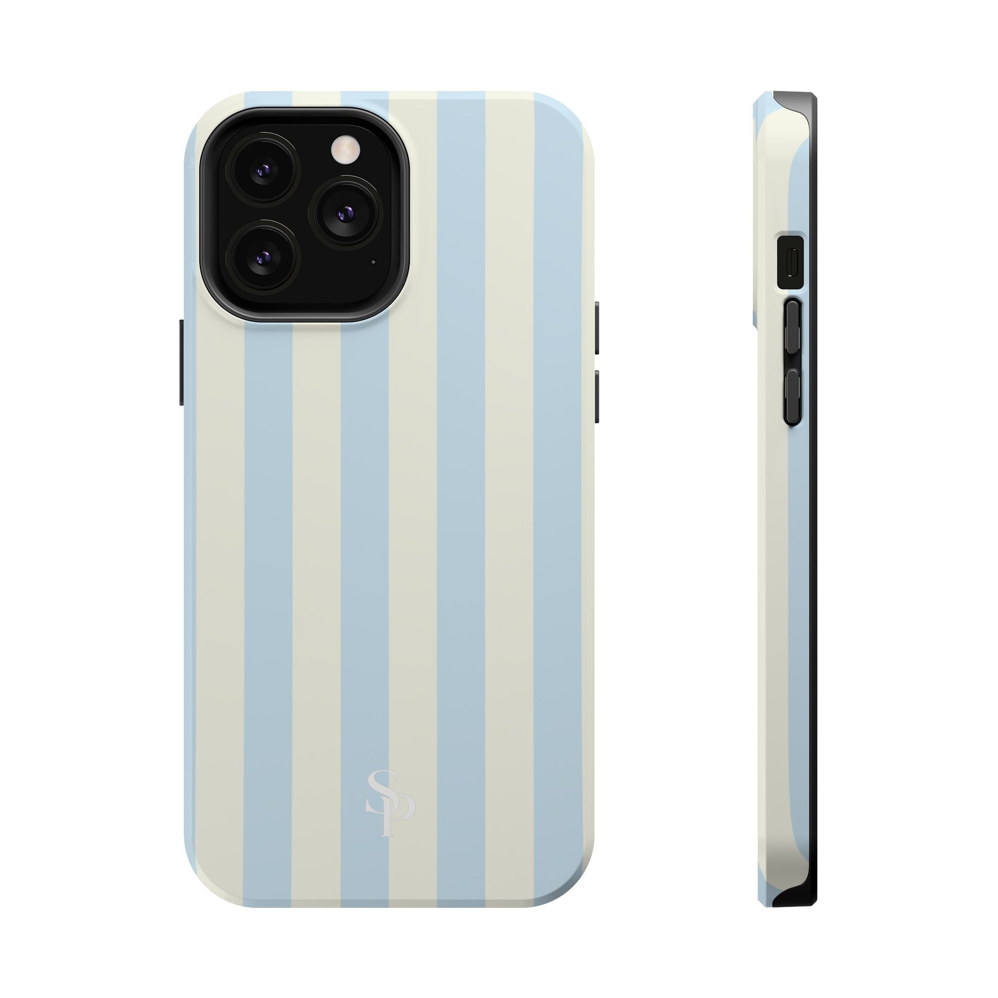 Pastel Blue & Cream Stripe Magnetic Impact-Resistant Phone Case