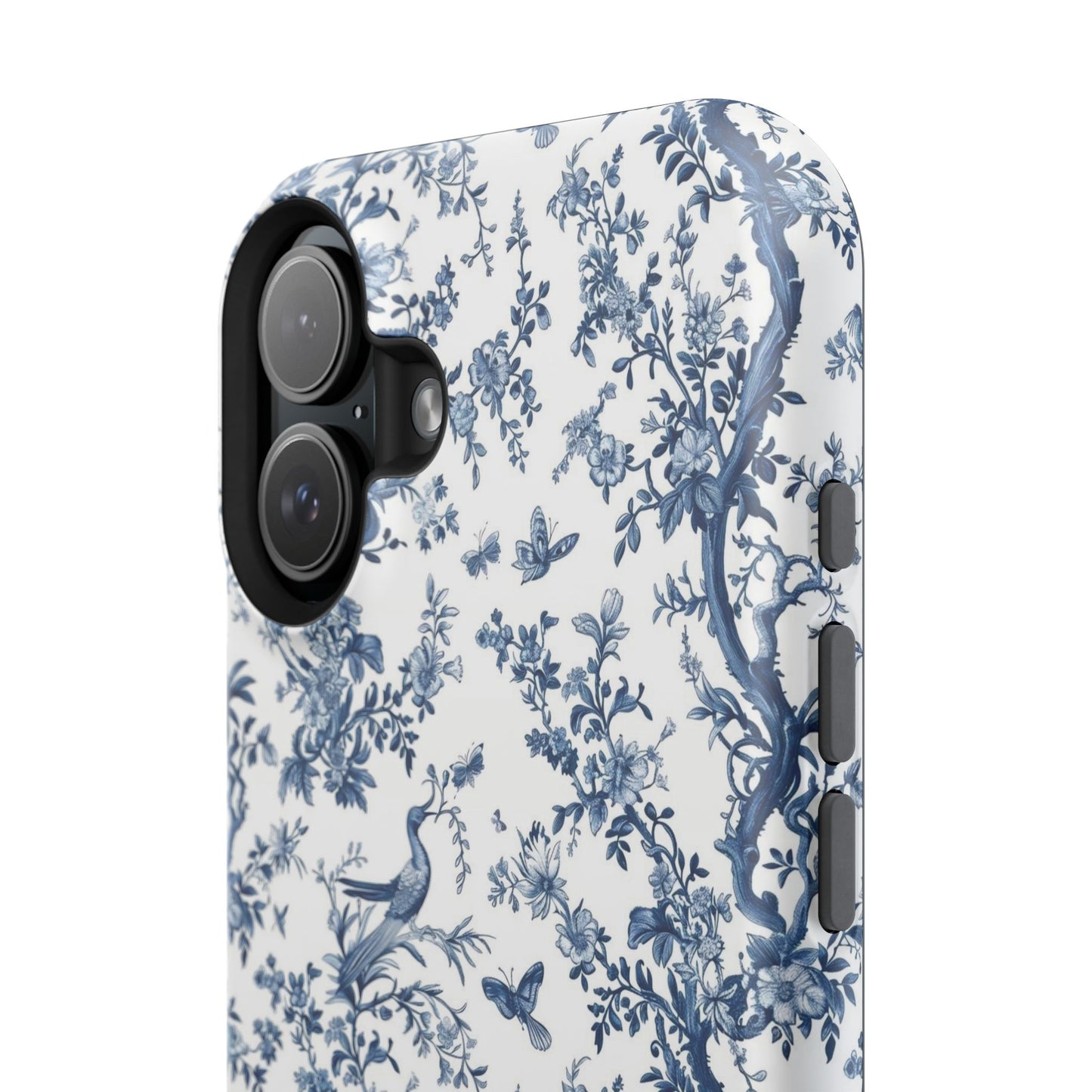 Blue Botanical Impact-Resistant Phone Case