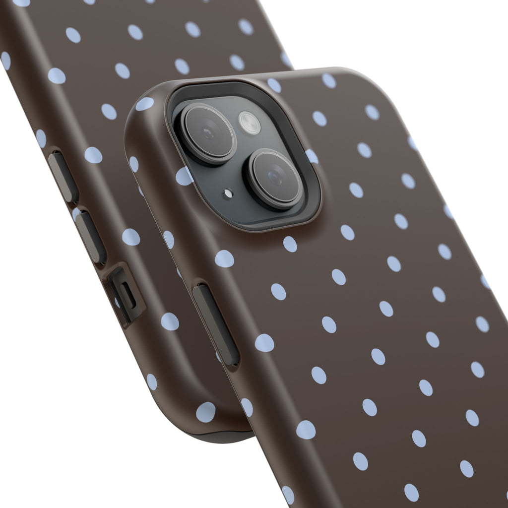 Brown & Light Blue Polka Dot Magnetic Phone Case