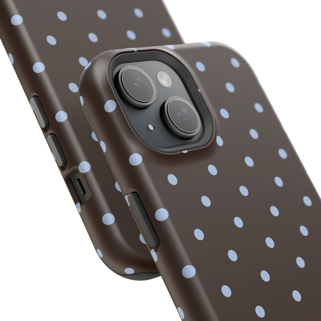 Brown & Light Blue Polka Dot Magnetic Phone Case
