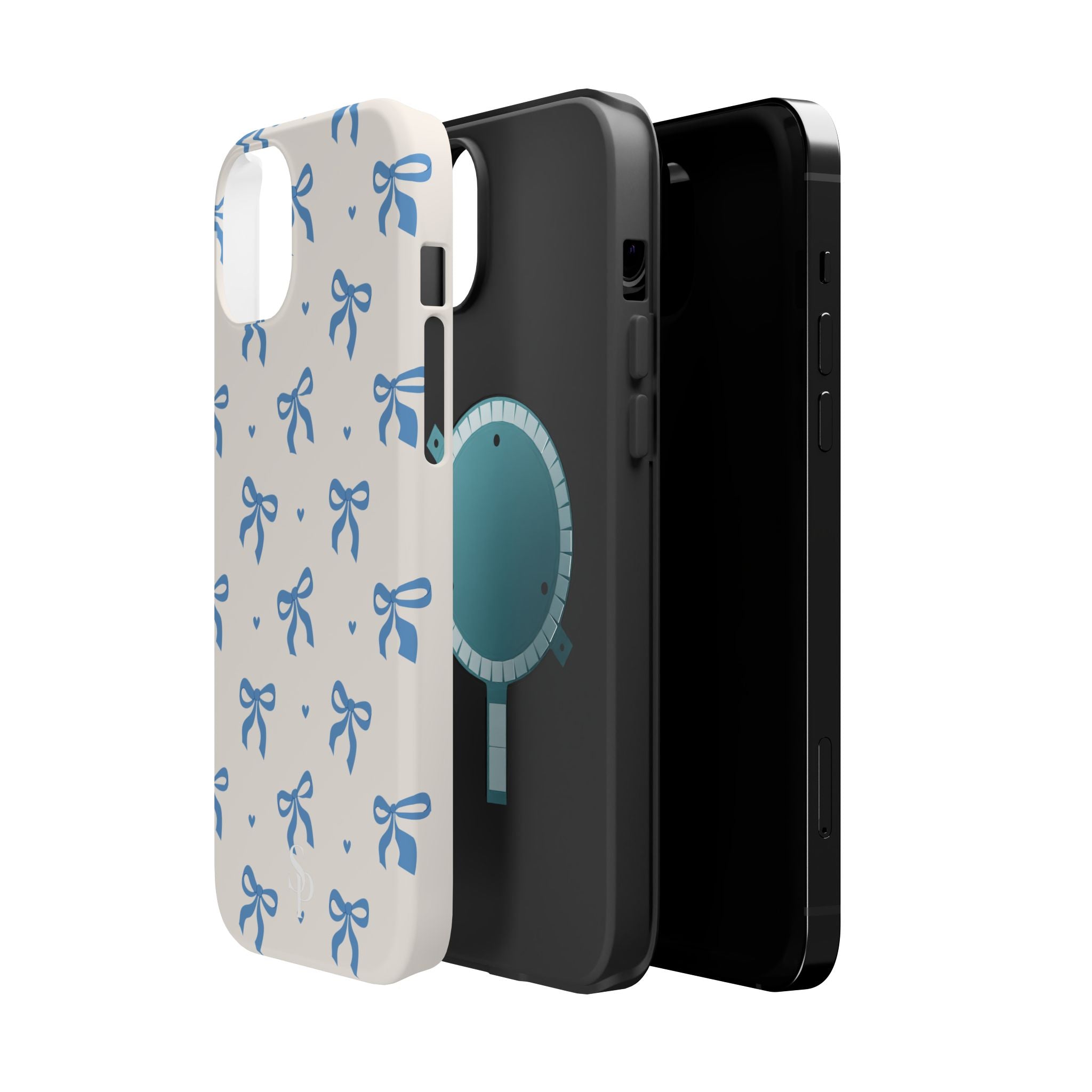 Blue Bow with Small Blue Hearts Magnetic Tough Case
