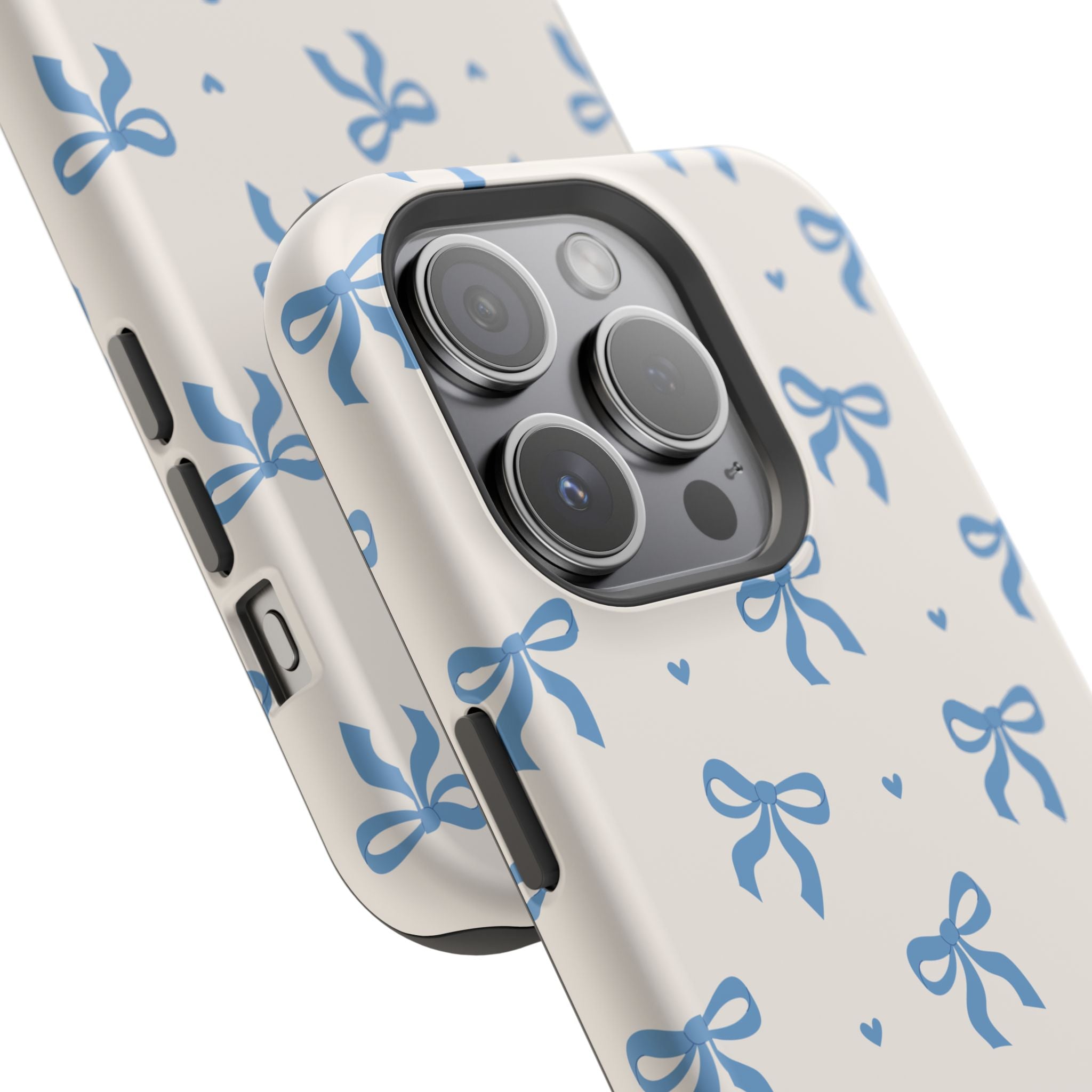 Blue Bow with Small Blue Hearts Magnetic Tough Case