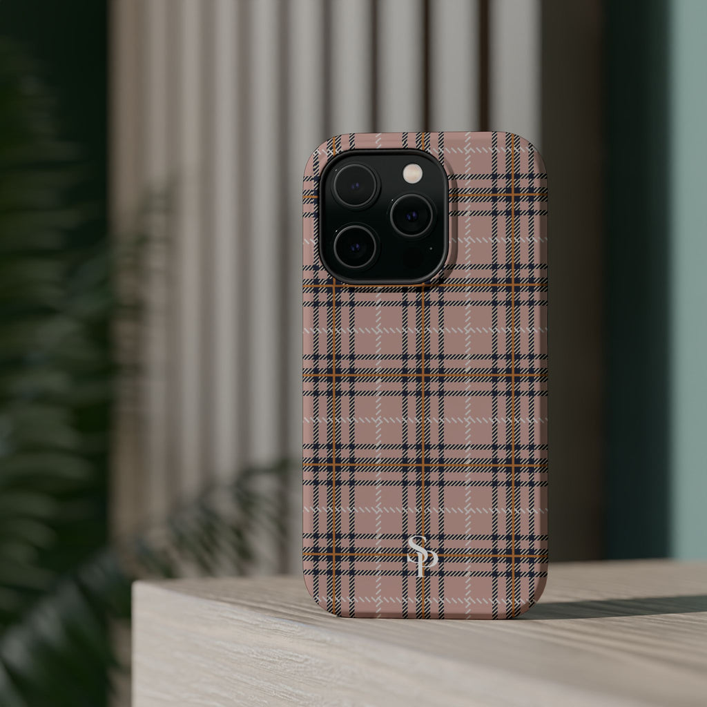 Pink Plaid Magnetic Impact-Resistant Phone Case