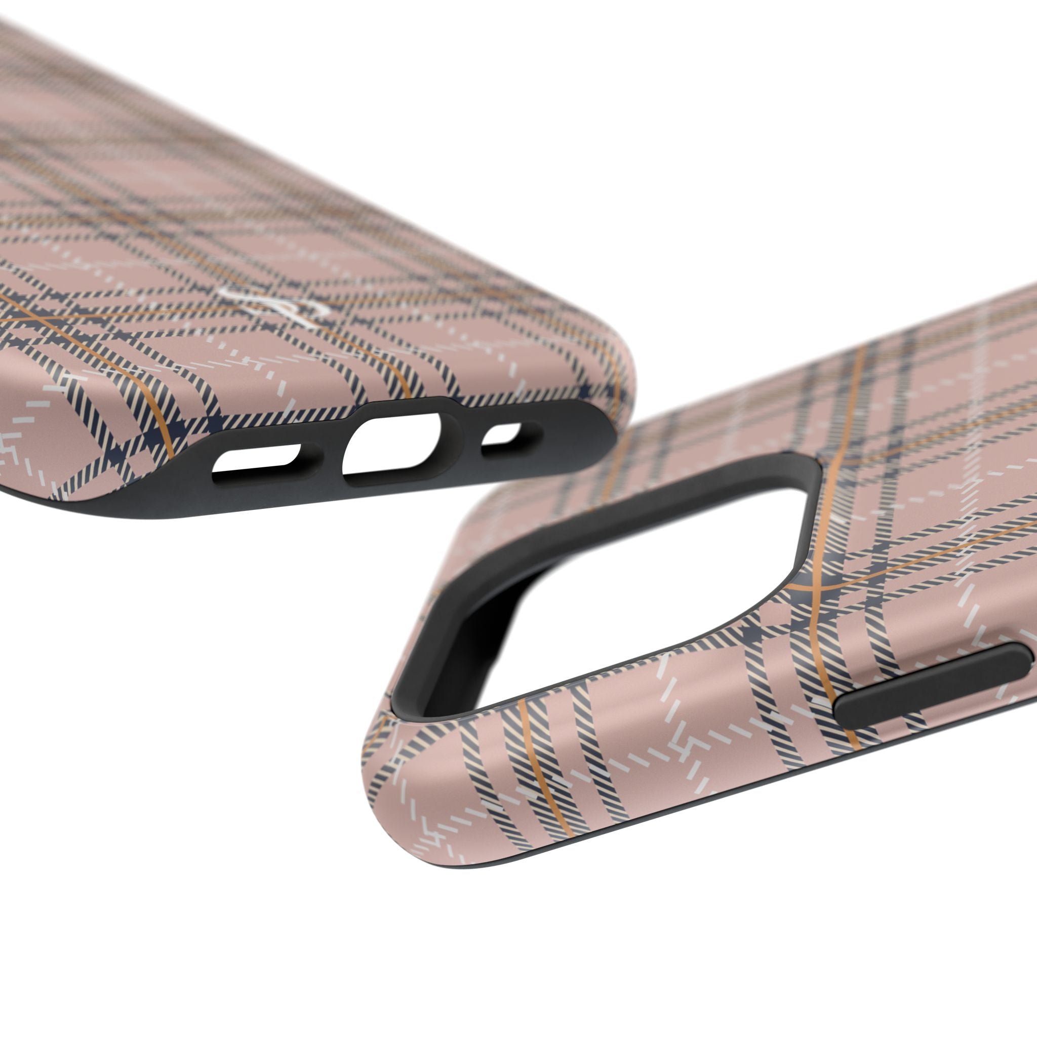 Pink Plaid Magnetic Impact-Resistant Phone Case