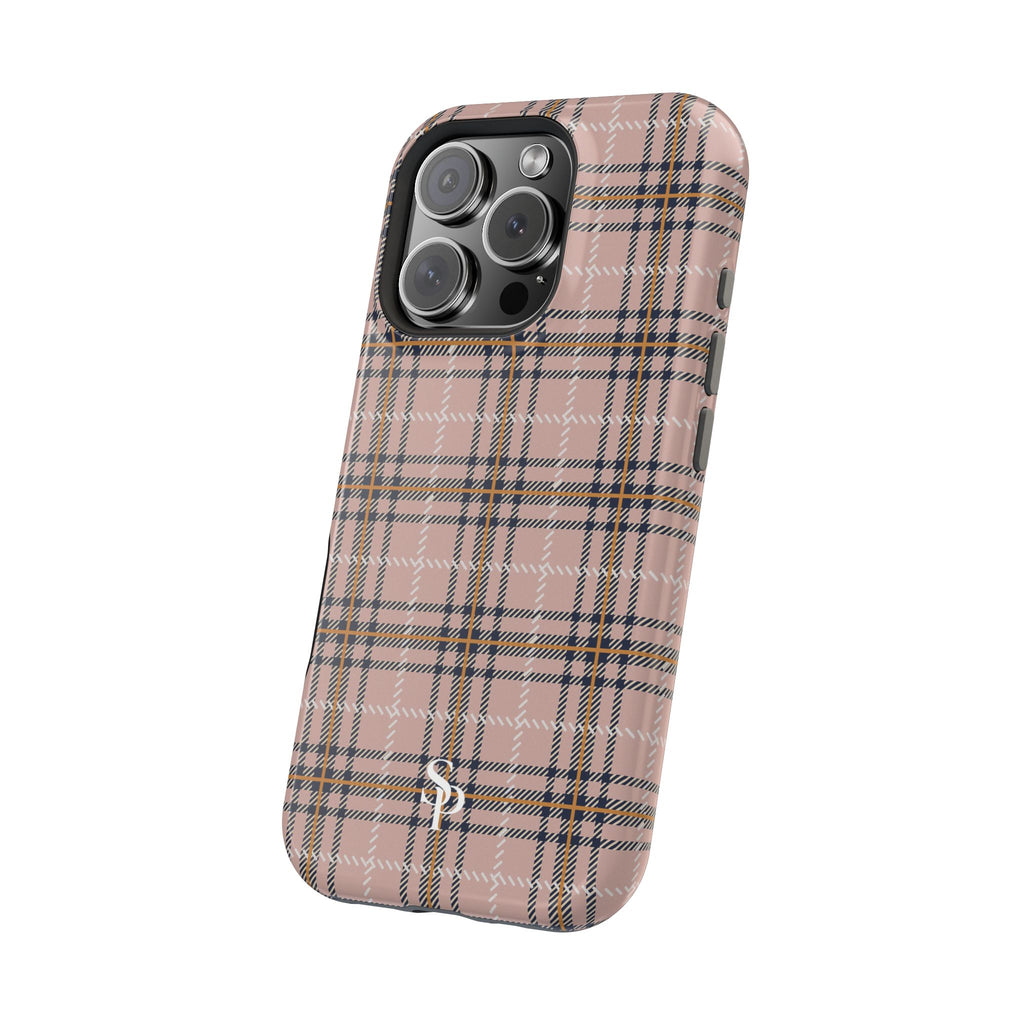Pink Plaid Magnetic Impact-Resistant Phone Case