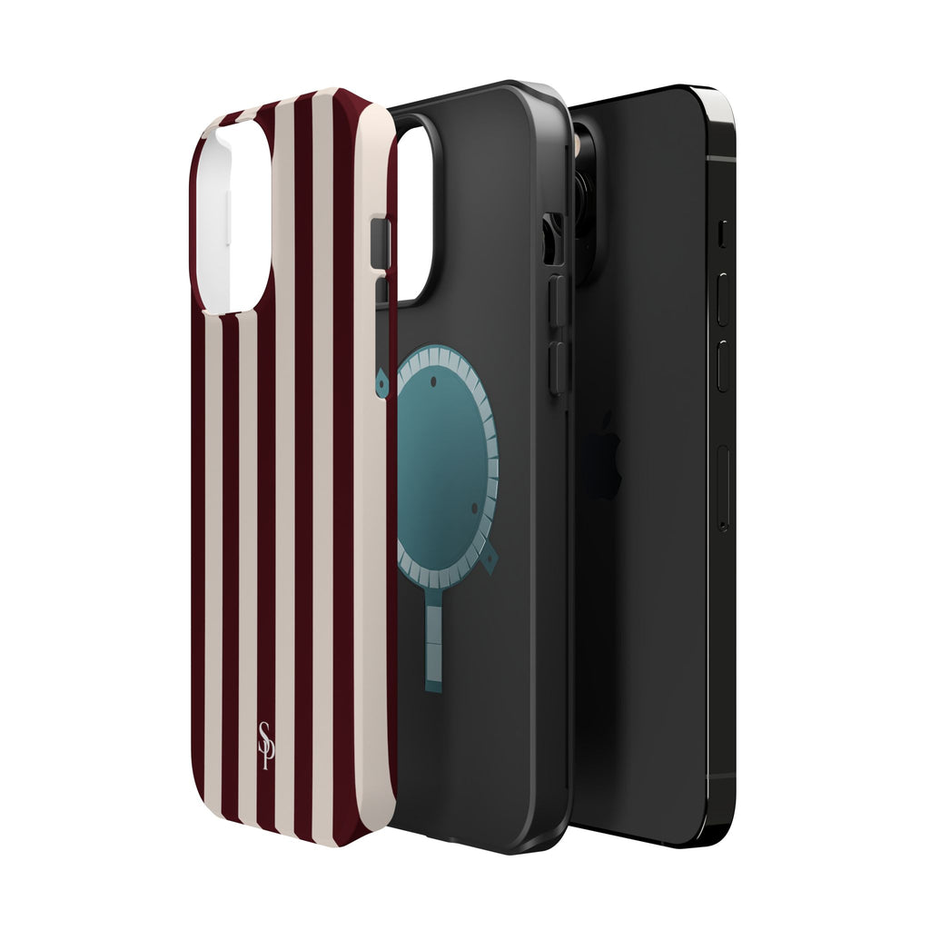 Burgundy Striped Magnetic Phone Case