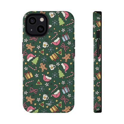 Green Festive Holiday Phone Case - Impact-Resistant Design for Christmas Cheer