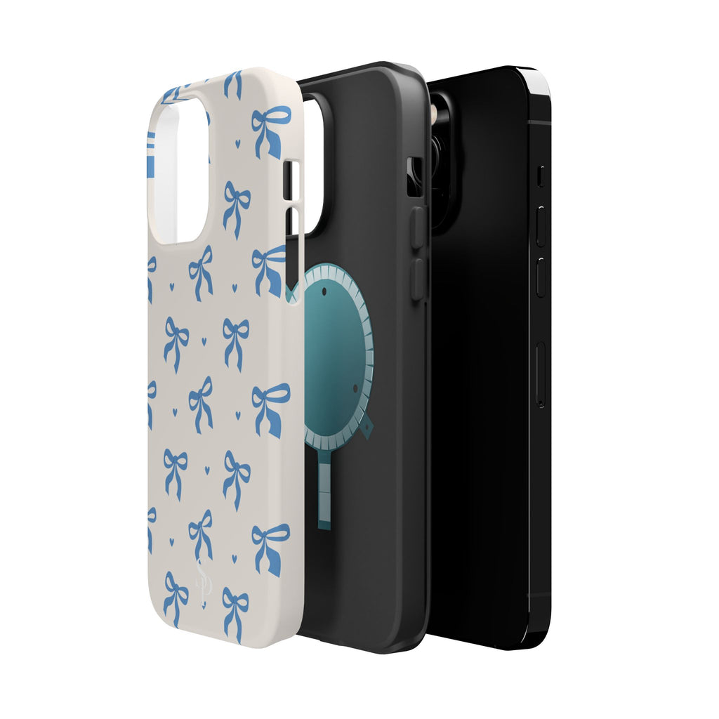 Blue Bow with Small Blue Hearts Magnetic Tough Case
