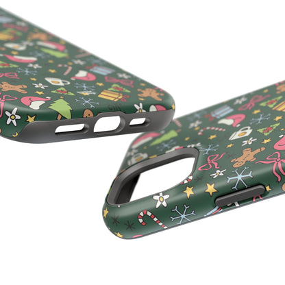 Green Festive Holiday Phone Case - Impact-Resistant Design for Christmas Cheer