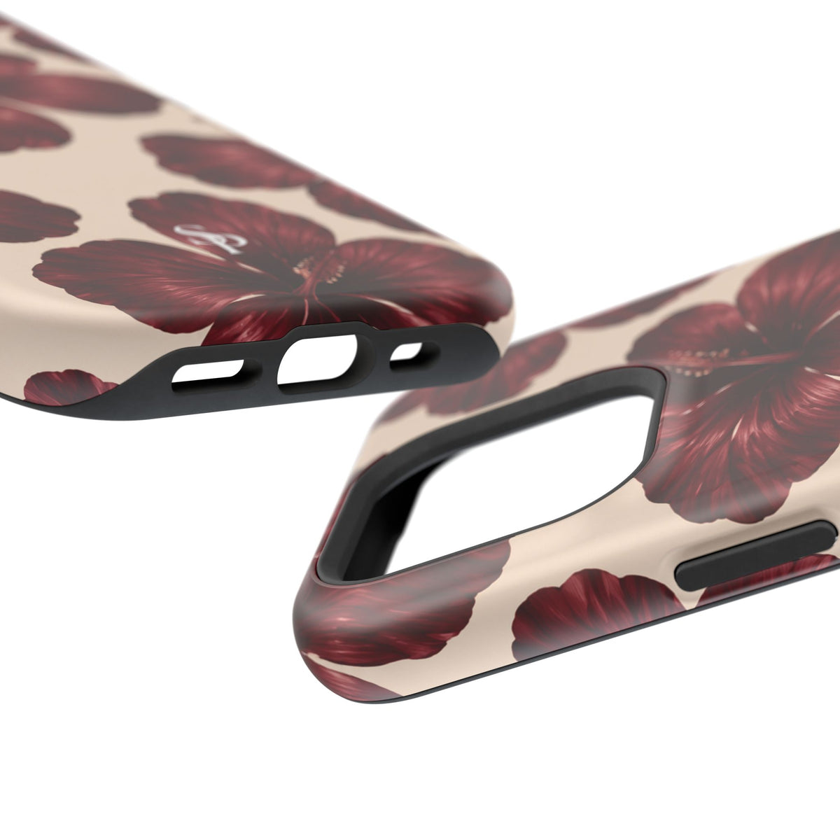 Burgundy Hibiscus Floral Magnetic Phone Case