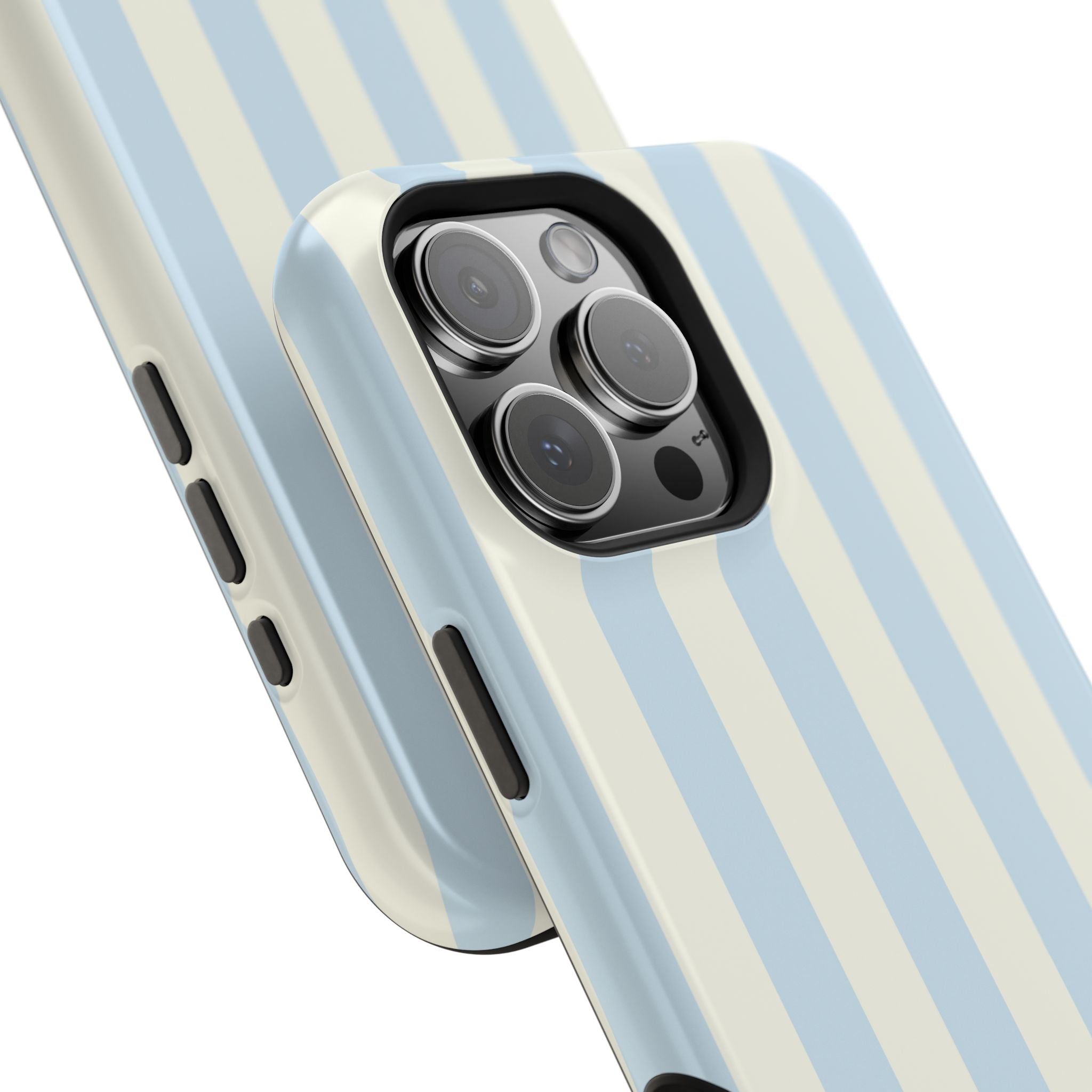 Pastel Blue & Cream Stripe Magnetic Impact-Resistant Phone Case