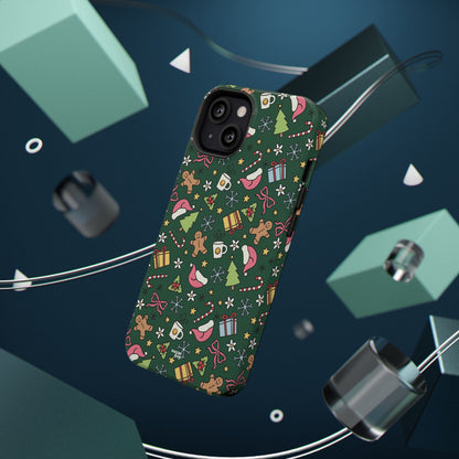 Green Festive Holiday Phone Case - Impact-Resistant Design for Christmas Cheer