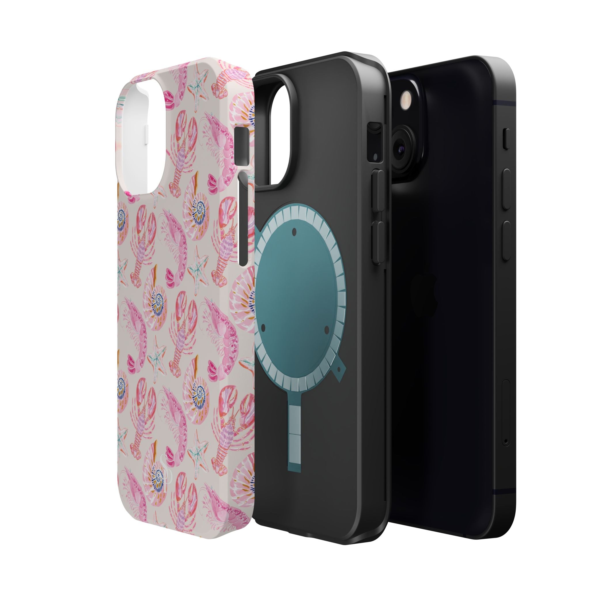 Pink Coastal Shell & Lobster Magnetic Impact-Resistant Phone Case