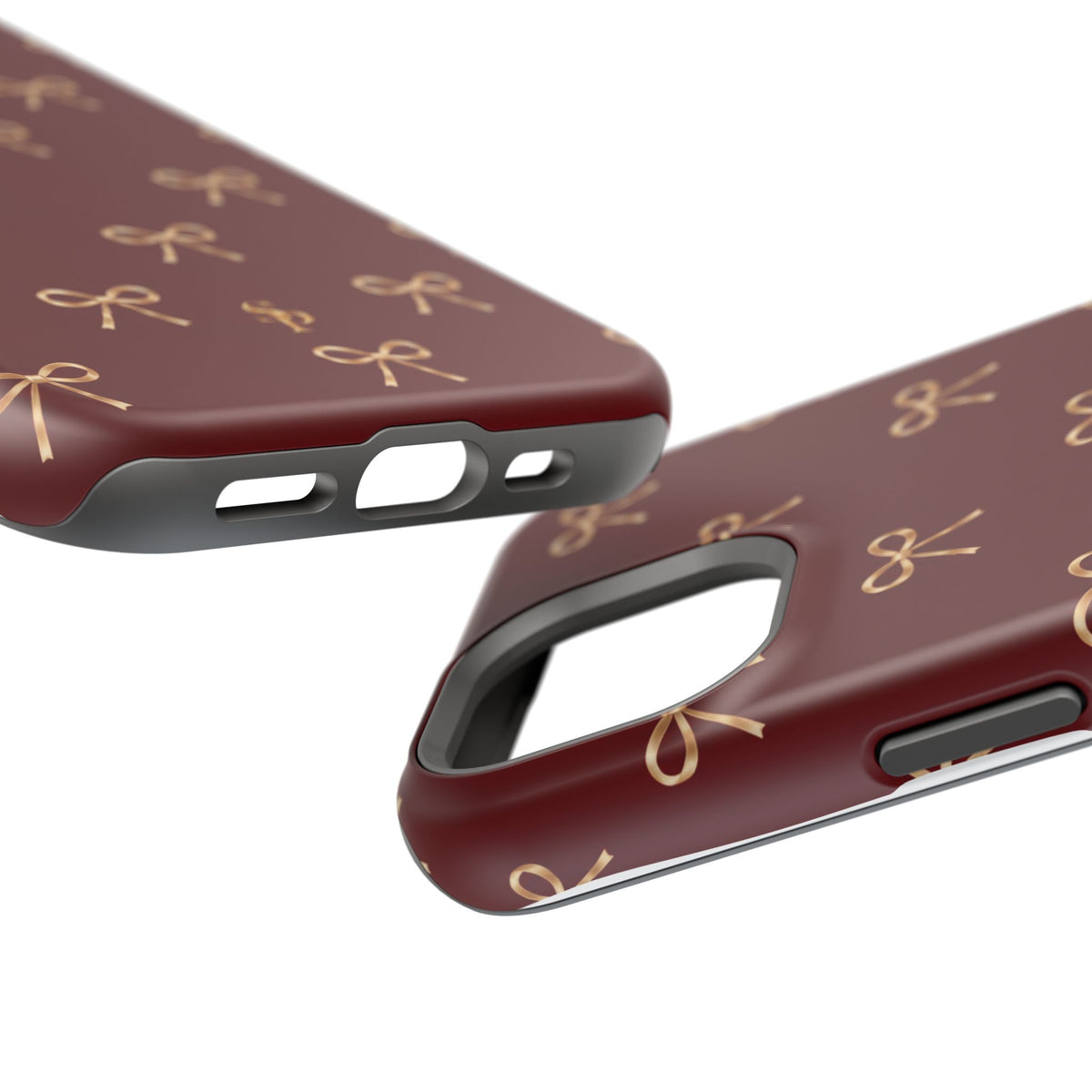 Burgundy Festive Gold Bow Magnetic Phone Case