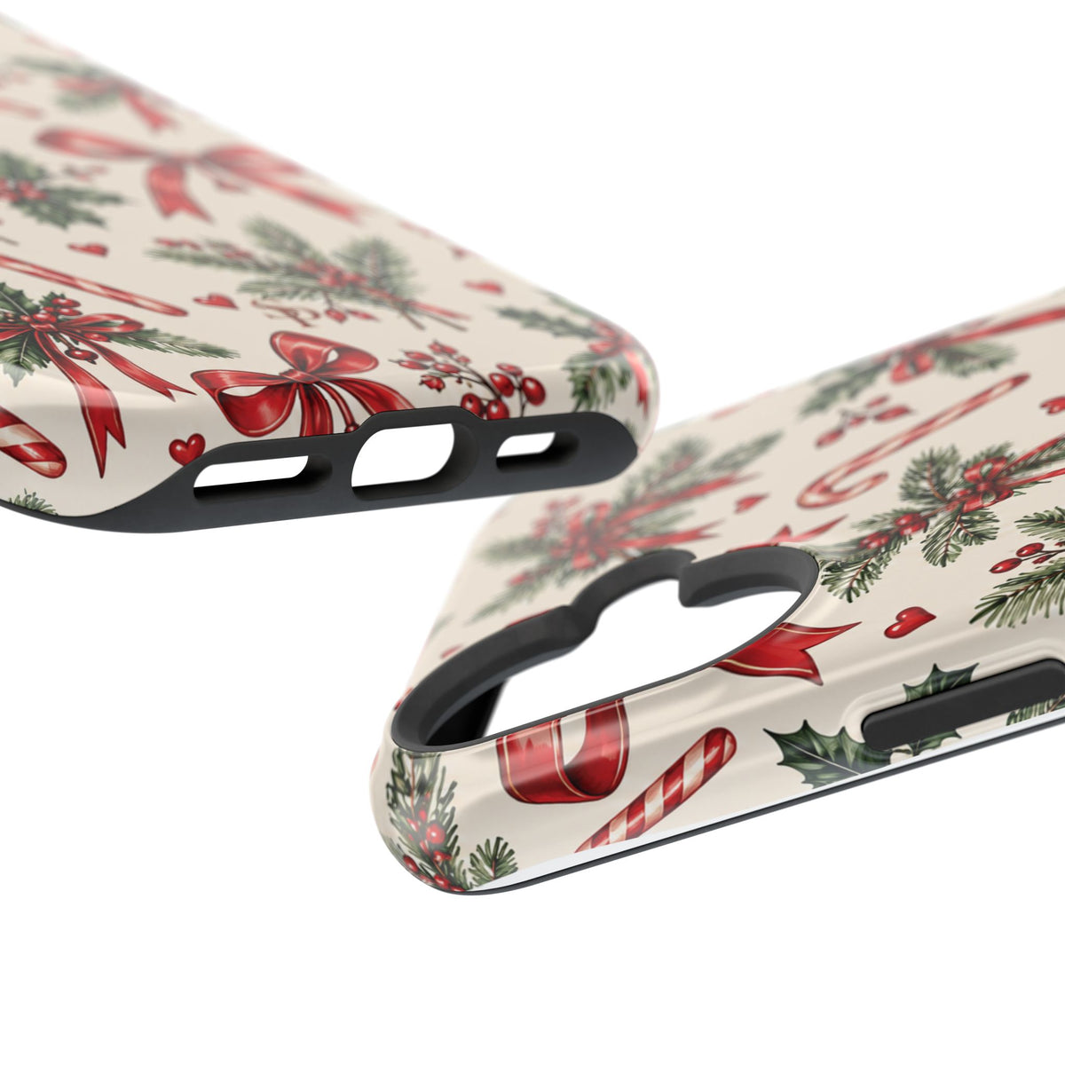 Christmas Candy Cane & Bow Magnetic Phone Case