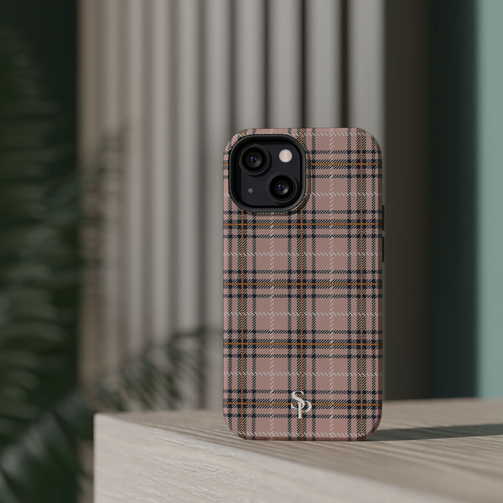 Pink Plaid Magnetic Impact-Resistant Phone Case
