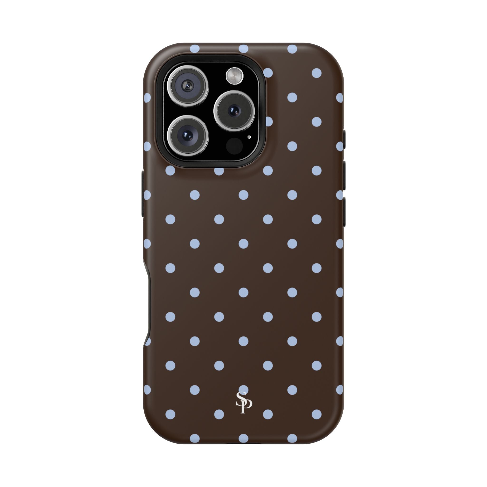 Brown & Light Blue Polka Dot Magnetic Phone Case