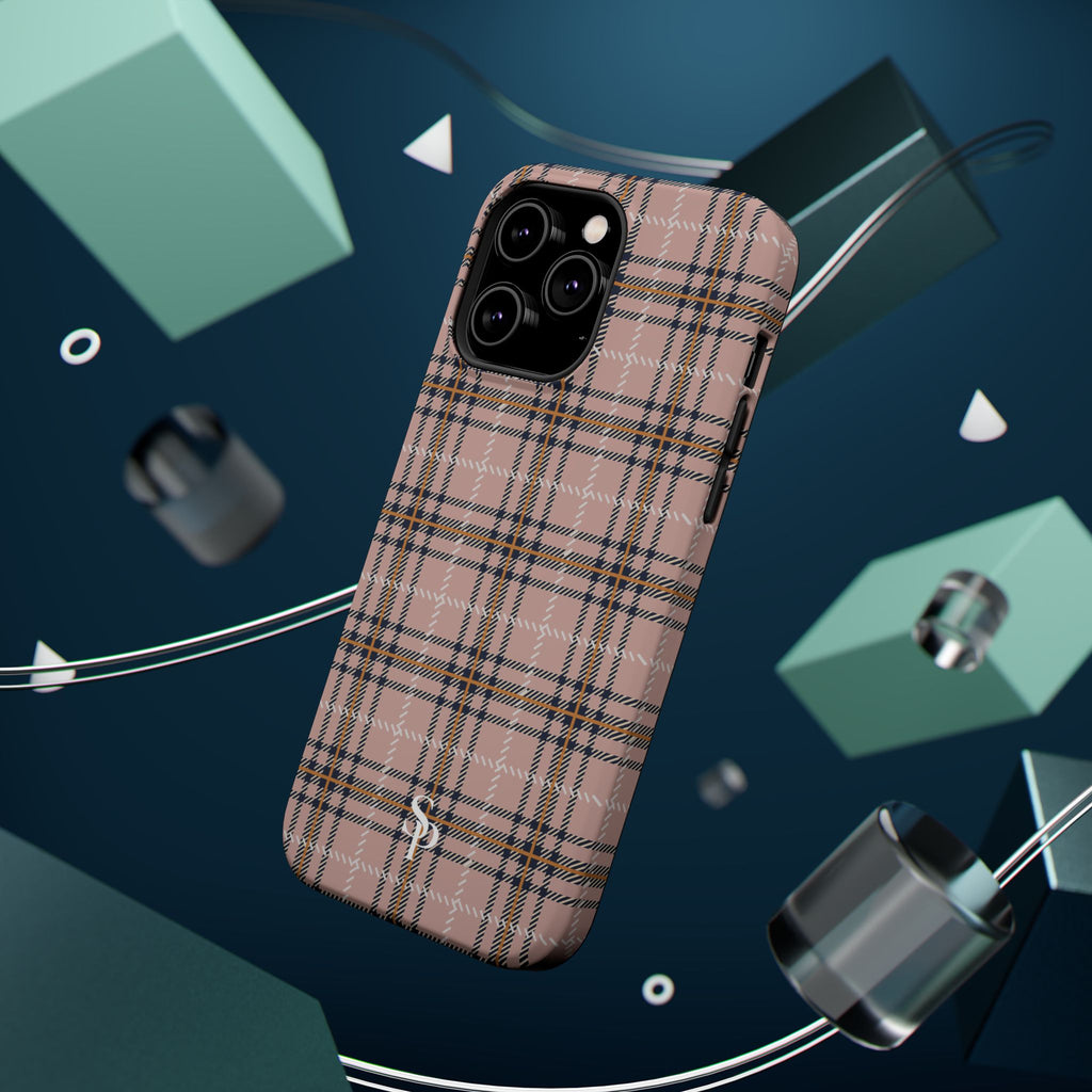 Pink Plaid Magnetic Impact-Resistant Phone Case