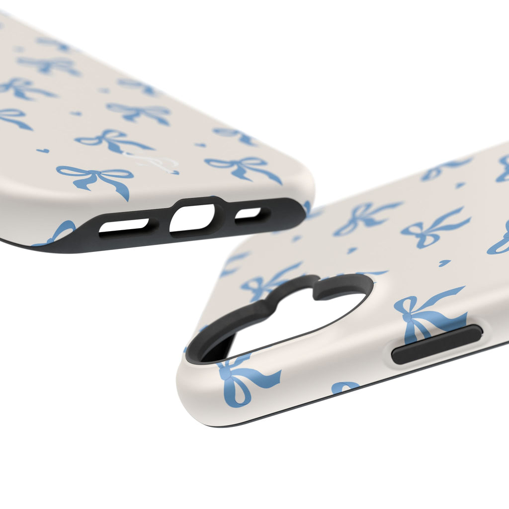 Blue Bow with Small Blue Hearts Magnetic Tough Case