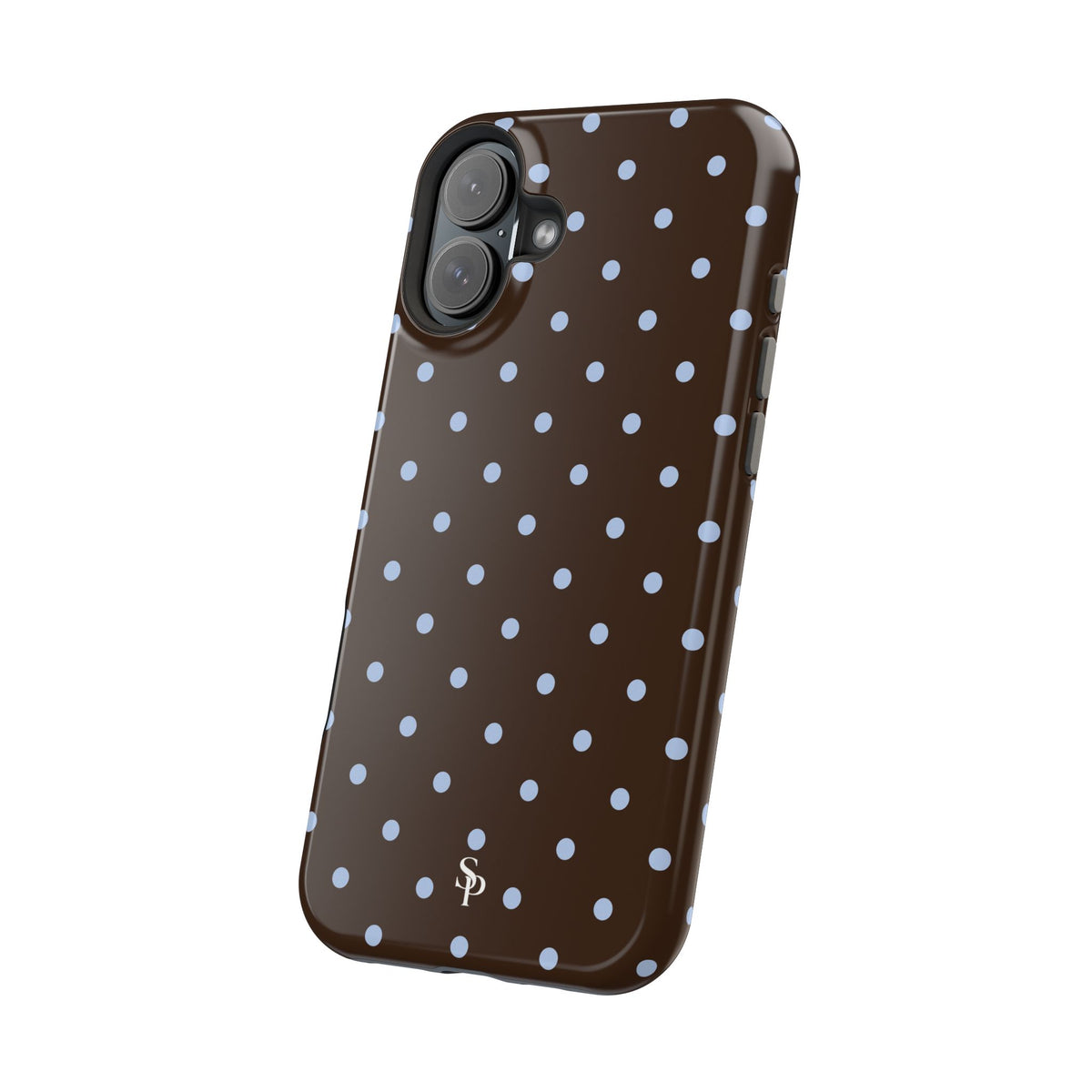 Brown & Light Blue Polka Dot Magnetic Phone Case