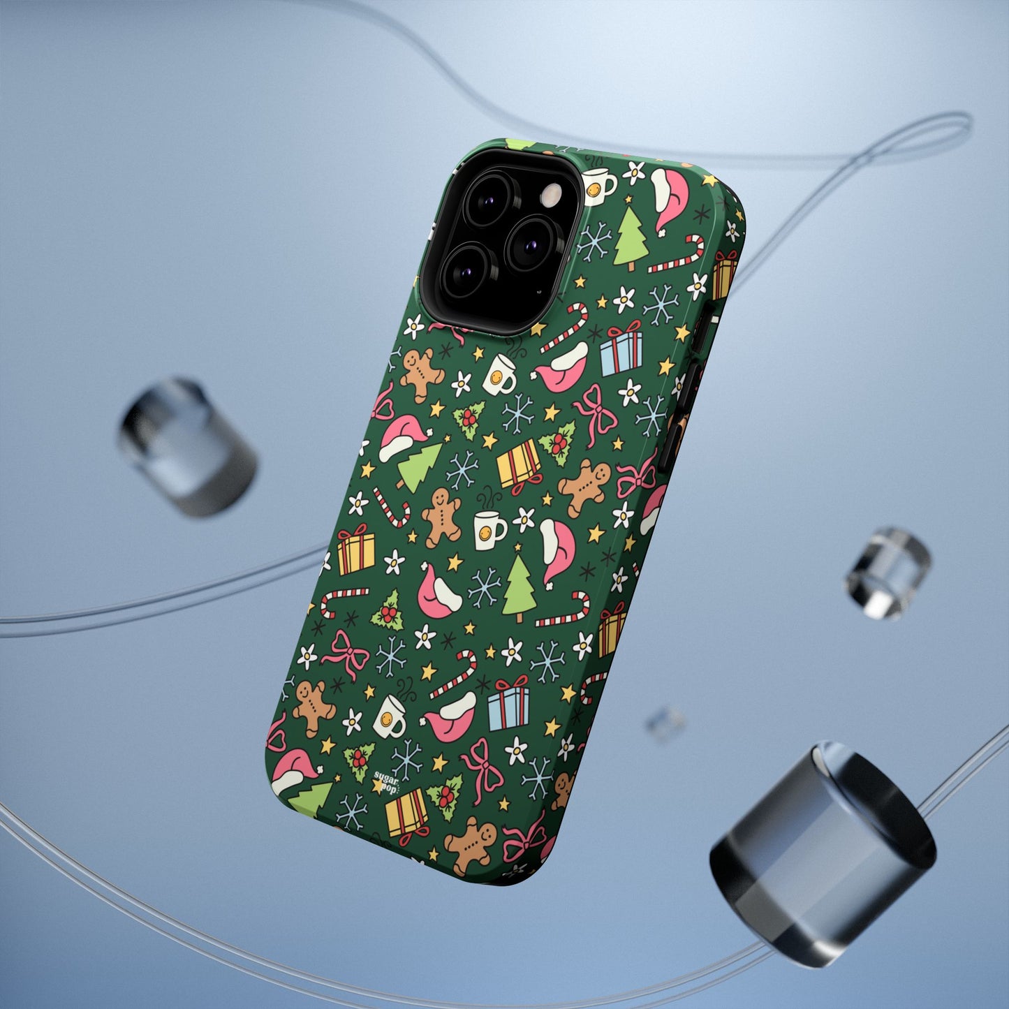 Green Festive Holiday Phone Case - Impact-Resistant Design for Christmas Cheer