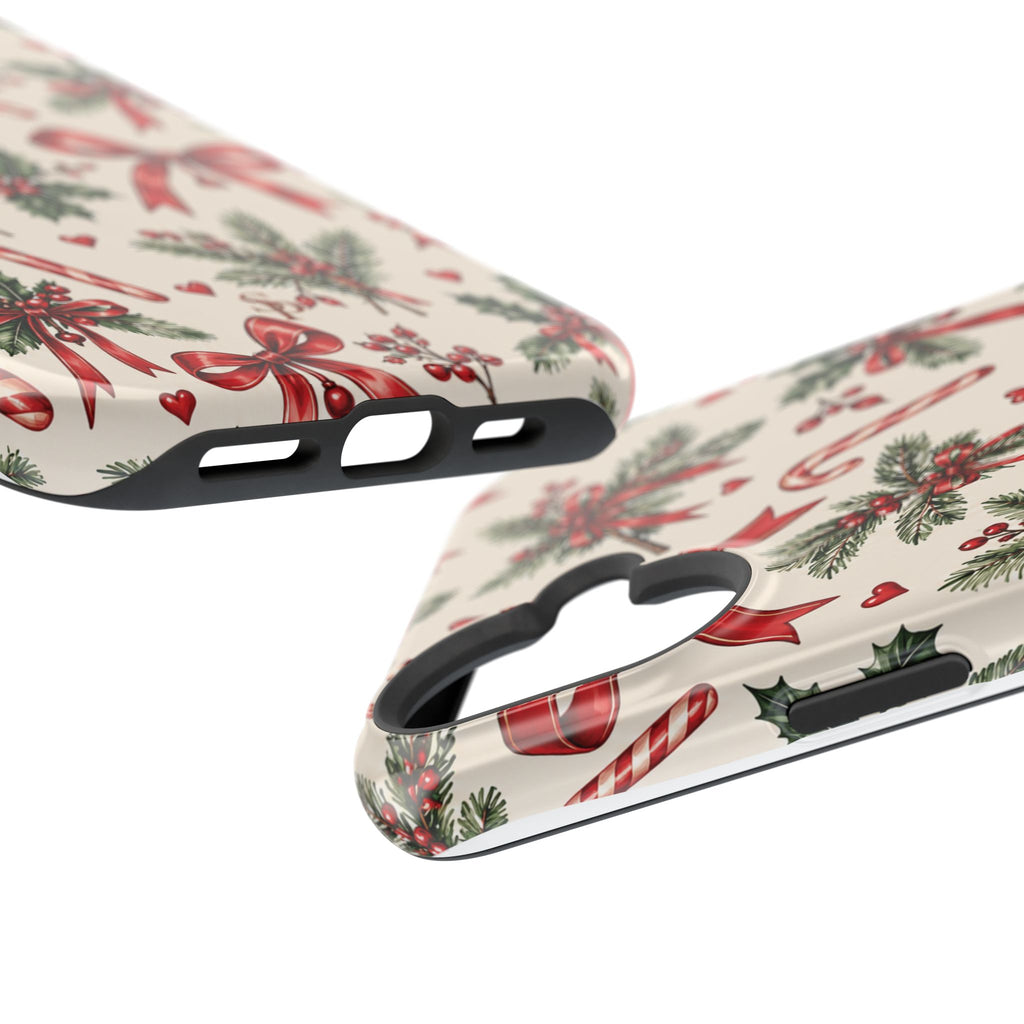 Christmas Candy Cane & Bow Magnetic Phone Case