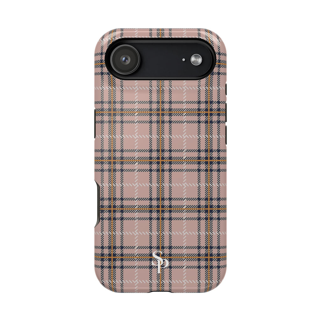 Pink Plaid Magnetic Impact-Resistant Phone Case