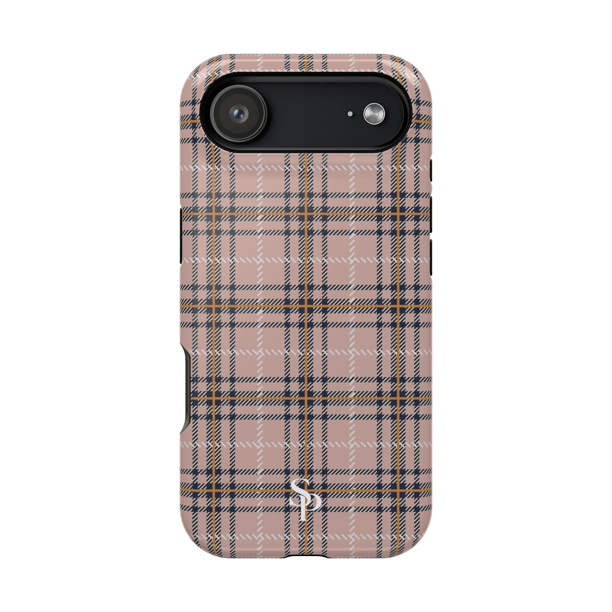 Pink Plaid Magnetic Impact-Resistant Phone Case