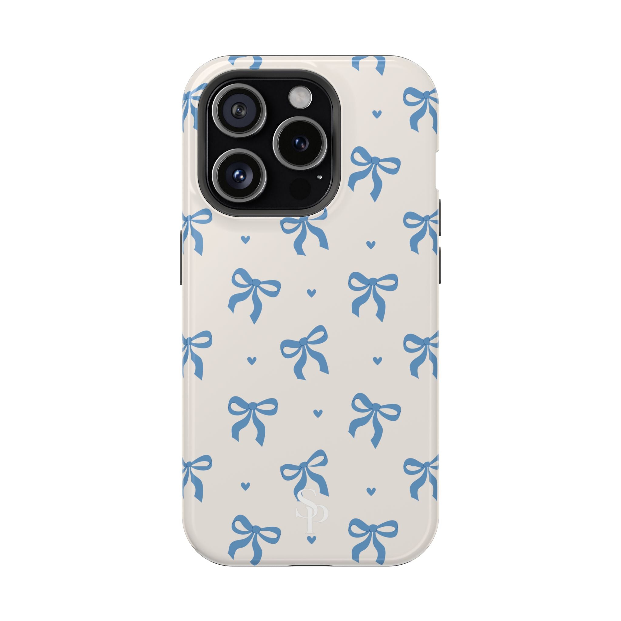 Blue Bow with Small Blue Hearts Magnetic Tough Case