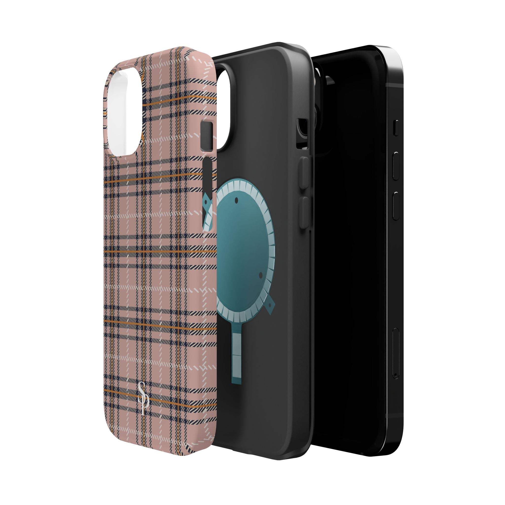 Pink Plaid Magnetic Impact-Resistant Phone Case