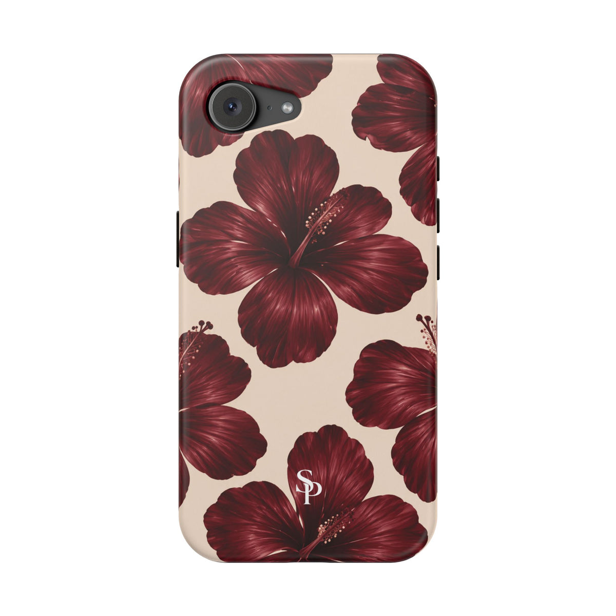 Burgundy Hibiscus Floral Magnetic Phone Case