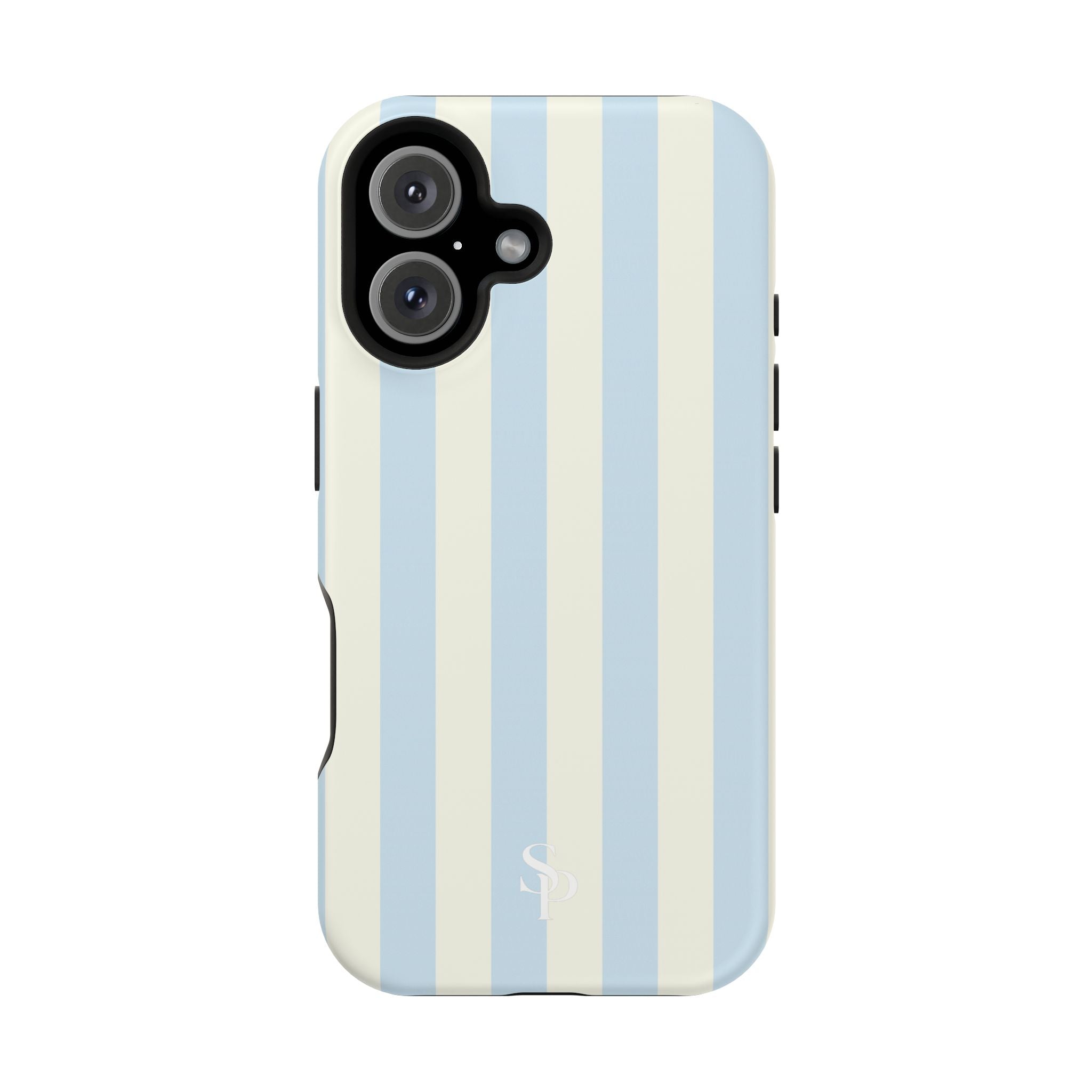 Pastel Blue & Cream Stripe Magnetic Impact-Resistant Phone Case